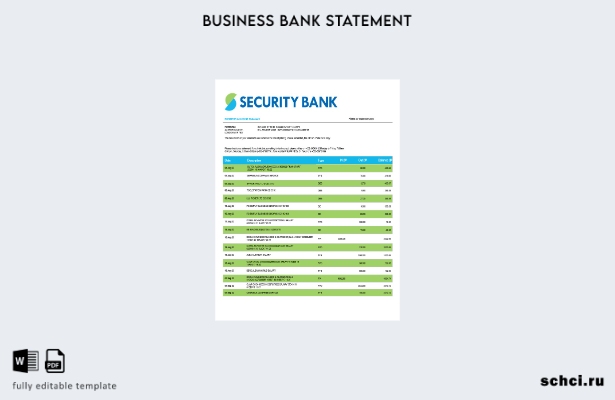 цифровая загрузка Выписка со счета фирмы Security Bank в формате Word и PDF шабл